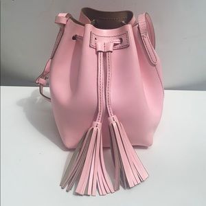 J. Crew Pink Crossbody Leather Bucket Bag
